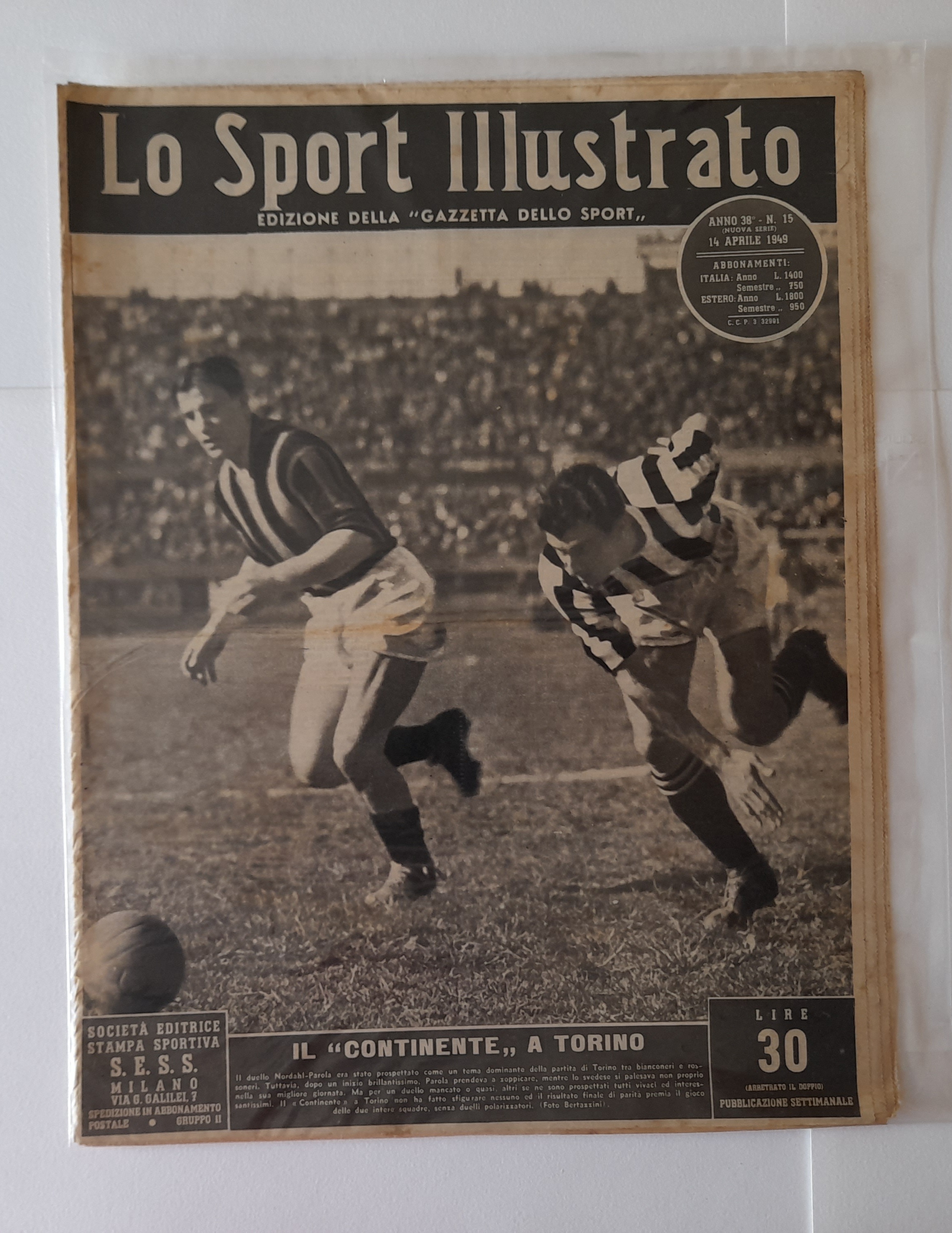 Lo Sport Illustrato De "La Gazzetta Dello Sport" N'15 April 1949 AH