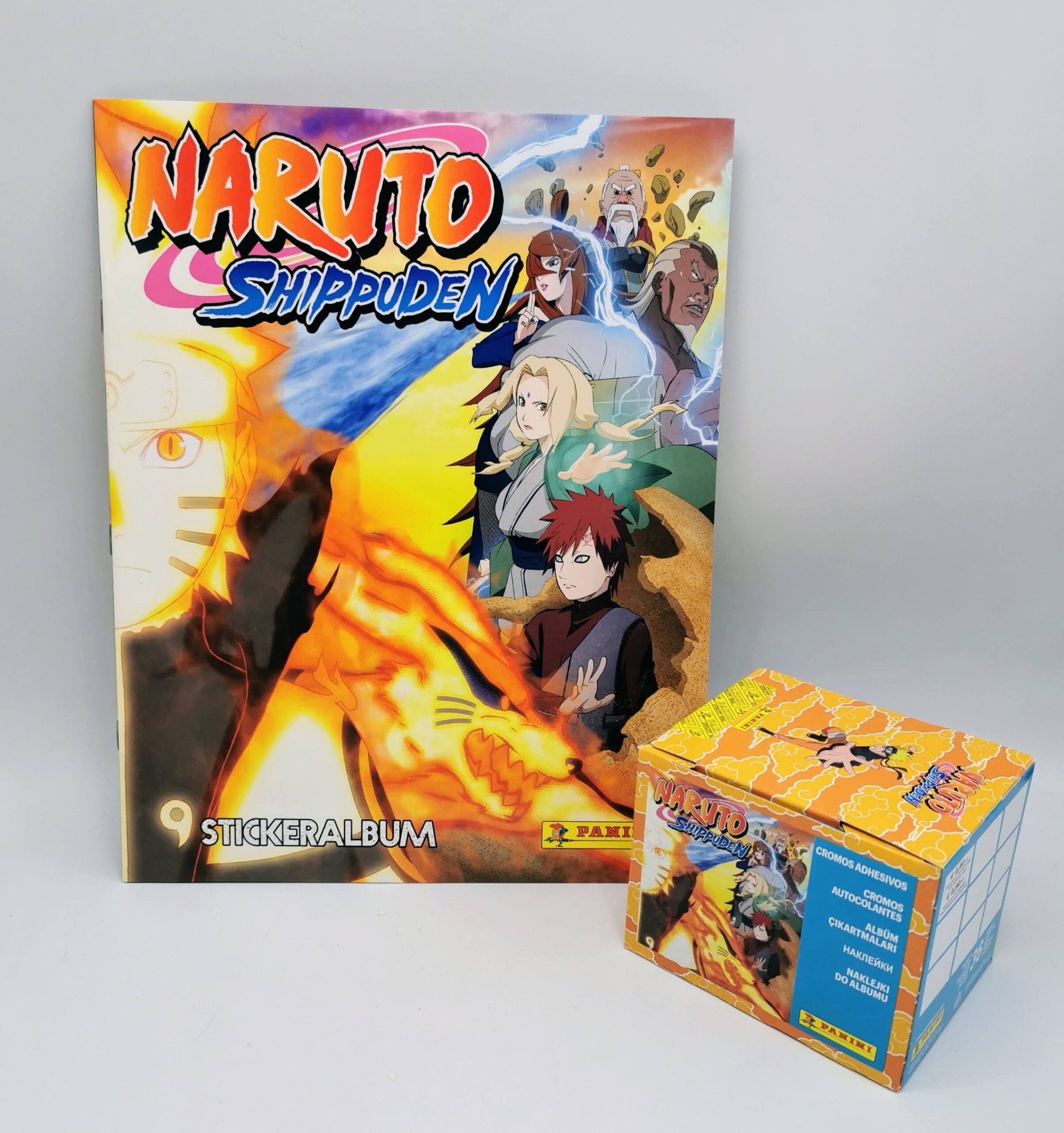 Album vide Naruto Shippuden + boîte de 36 packs d'autocollants Panini